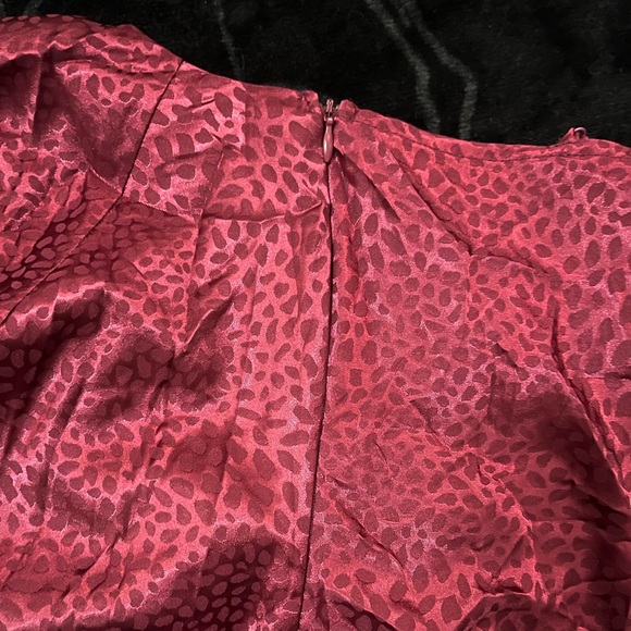 Berry Satin Leopard Midi Dress with Train - Picture 3 of 3